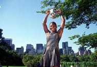 Serena Williams after winning her first Grand Slam title