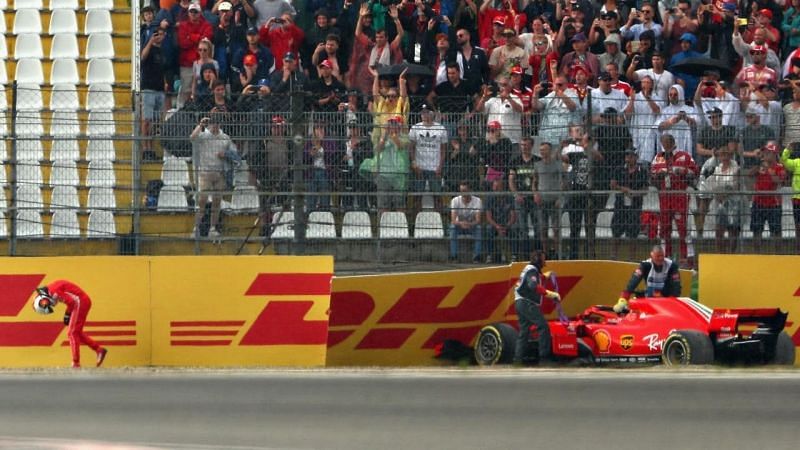 Vettel in agony after crashing out of the lead in Germany