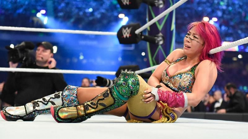 Asuka after losing to Charlotte Flair at WrestleMania 34