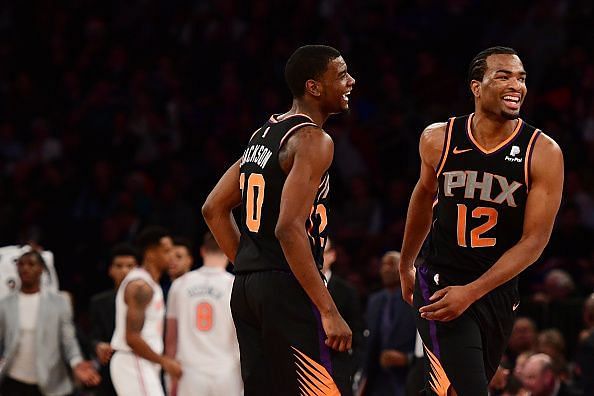 Phoenix Suns players during their recent 128-110 win over the New York Knicks