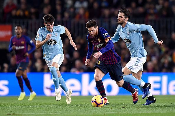 Lionel Messi on the ball versus Celta Vigo this past Saturday