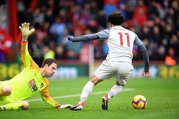 Mohamed Salah completed his hat-trick in a sensational manner against Bournemouth