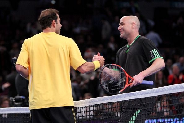 Pete Sampras with his great rival and friend Andre Agassi - together they dominated tennis in the 1990s