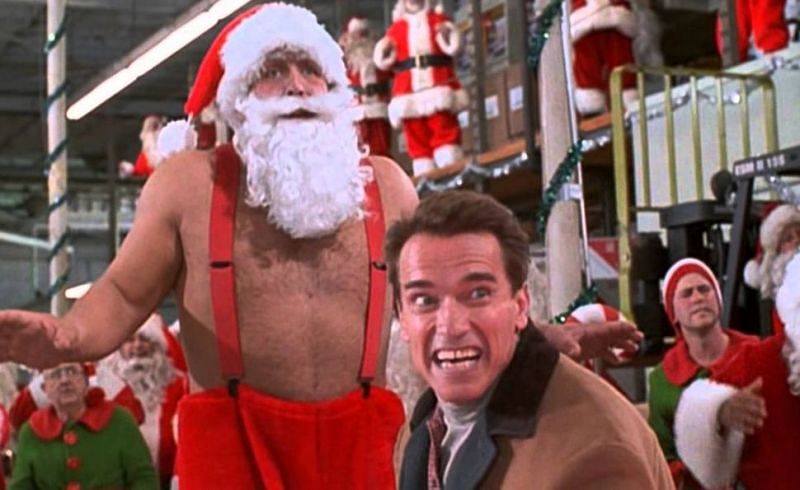 A very tall Santa, Big Show dwarfed the massive Arnold Schwarzenegger.