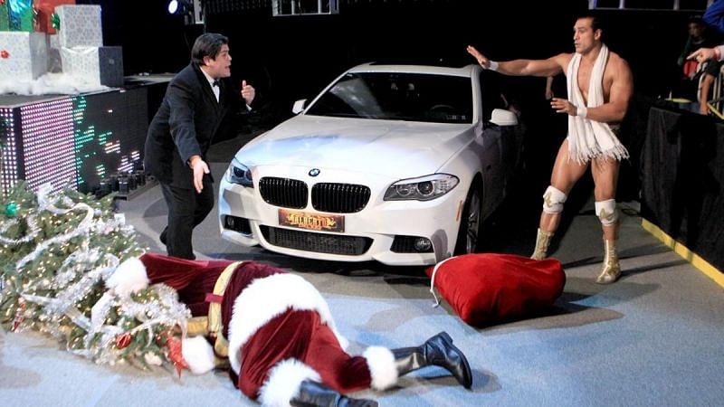 Alberto Del Rio definitely made the naughty list after running over Santa Claus with his car.