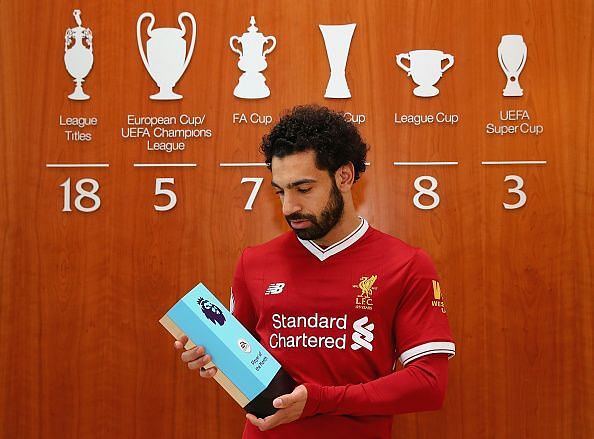 Mohamed Salah with the EA SPORTS Player of the Month for March 2018