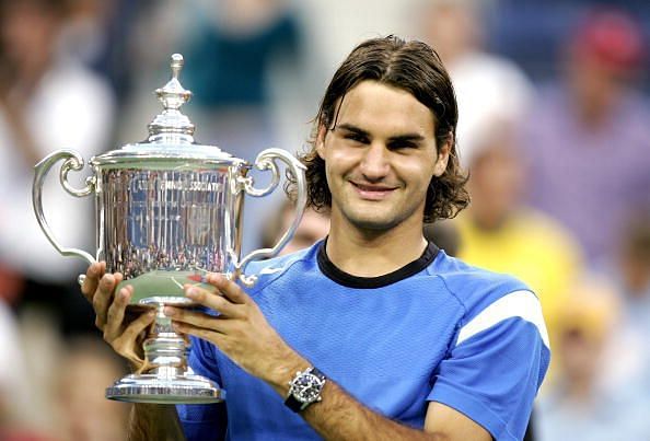Roger Federer after his US Open win in 2004. 