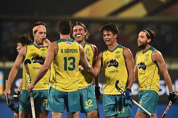 Australian players are all smiles during the game against China