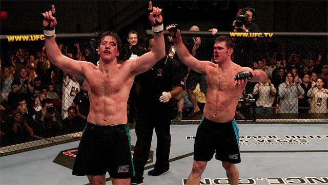 Stephan Bonnar (L) and Forrest Griffin (R) after their classic fight.