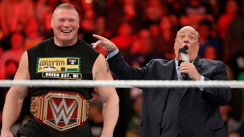 WWE Universal champion Brock Lesnar and his advocate, Paul 