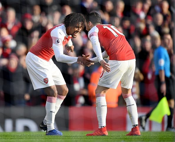 Iwobi celebrated his goal with Ozil