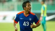 Lallianzuala Chhangte celebrating a goal for Indian national team