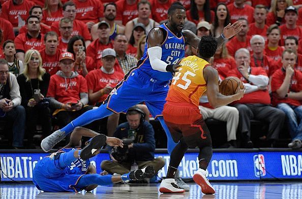 Patterson in action for the Thunder during the Western Conference playoffs