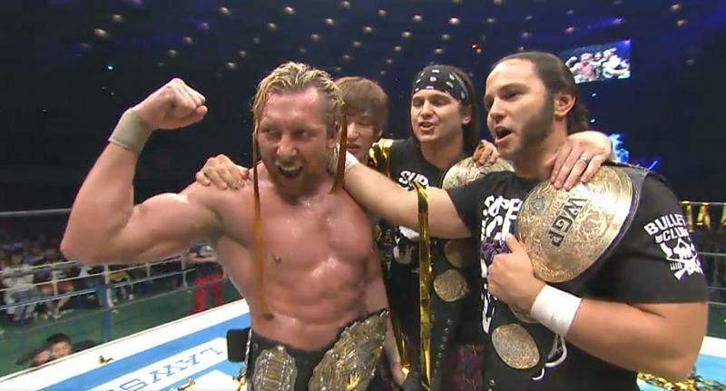 Kenny Omega along with fellow Elite members (formerly Bullet Club) the Young Bucks