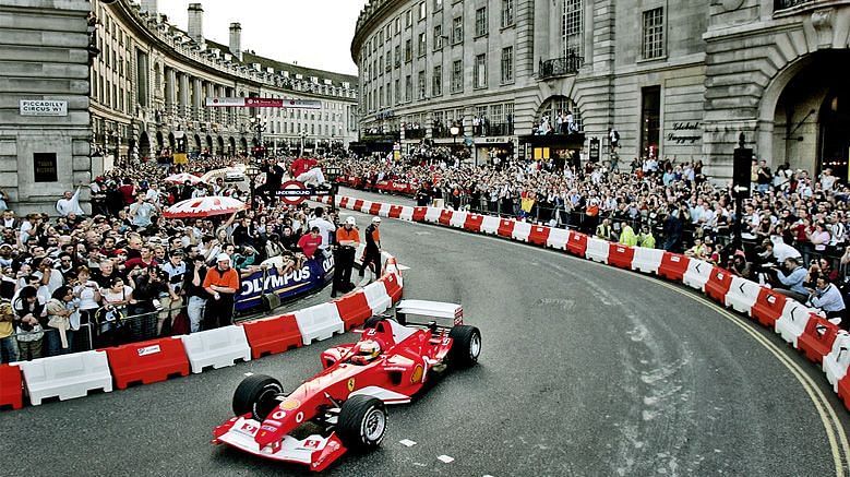 A Formula 1 promotional event on the streets of London