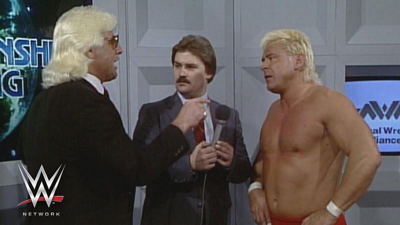 Ron Garvin faces off with Ric Flair.