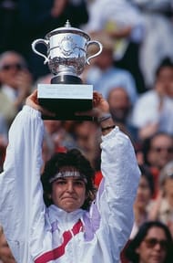 Arantxa Sanchez Vicario lifts the 1989 French Open trophy - her maiden Grand Slam trophy