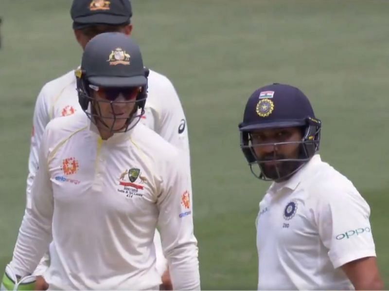 Tim Paine chirping in the ears of Rohit Sharma