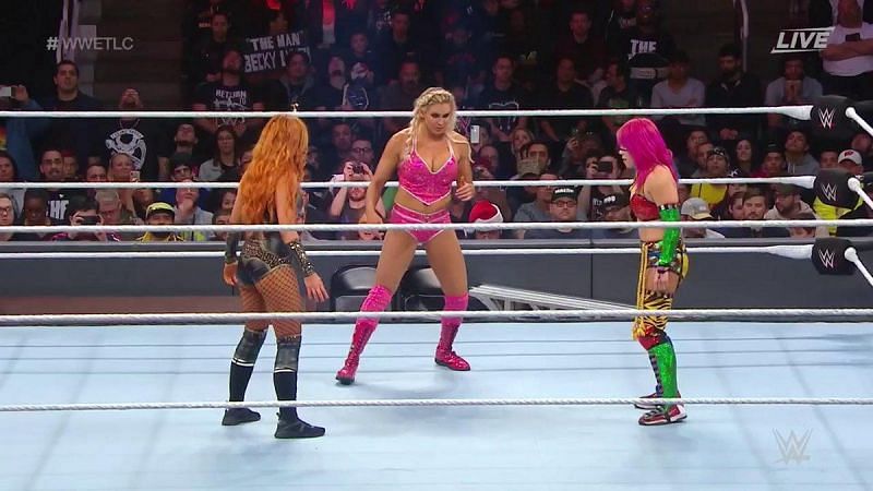 First Ever Women&#039;s Triple Threat TLC Match - Becky Lynch vs Asuka vs Charlotte Flair