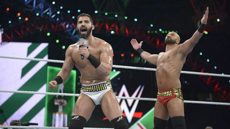 Daivari berates the Jeddah crowd at the Greatest Royal Rumble, after reuniting with his brother Shawn