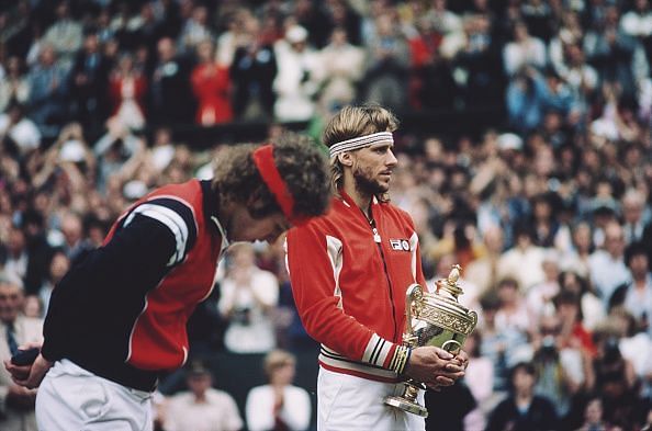 Borg and McEnroe after the 1980 Wimbledon Lawn Tennis Championship Final