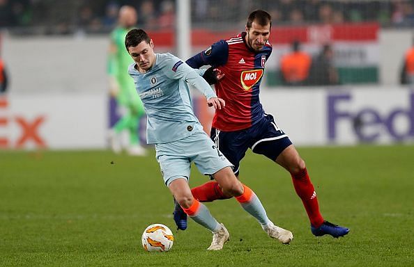 Christensen in action for Chelsea against Vidi FC