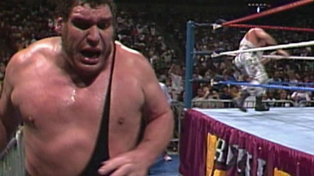 Andre the Giant, shortly after eliminating himself from the 1989 Royal Rumble