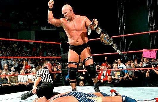 Stone Cold defeats Kurt Angle in the Raw main event