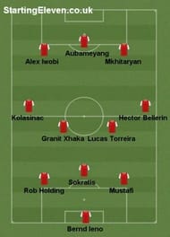 The 3-4-3 formation Arsenal have played the previous two games