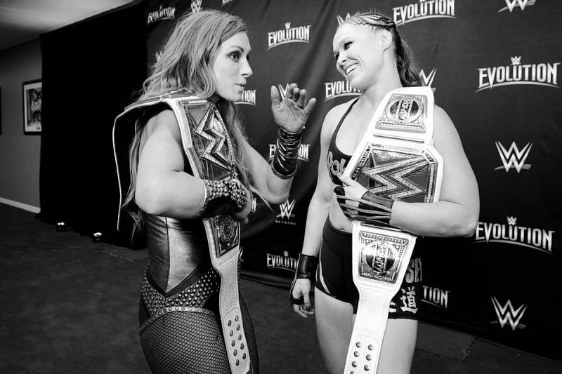 Becky Lynch with Ronda Rousey