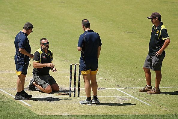 The wicket at the Optus Stadium