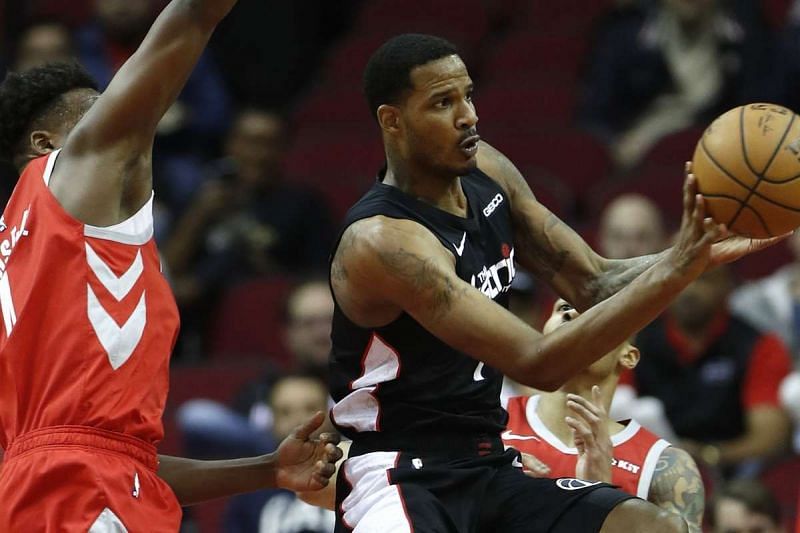 Wizard&#039;s Trevor Ariza (right) in action against Houston Rockets