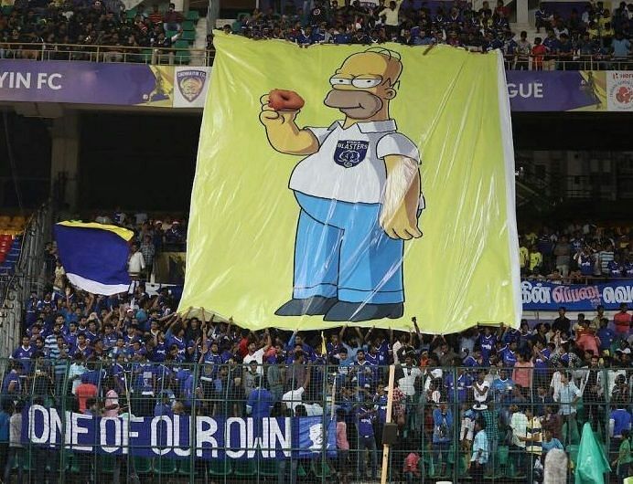 Chennaiyin FC fans unfurled this banner last season when they played Kerala Blasters at home