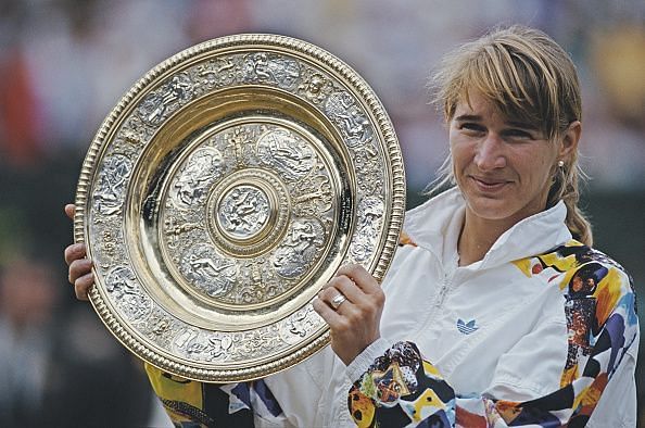 Steffi Graf after winning the 1991 Wimbledon Lawn Tennis Championship