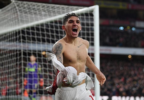 Arsenal midfielder Lucas Torreira scored his first goal for the club in the North London Derby