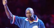 The Philadelphia 76ers retire Moses Malone's number 2 jersey
