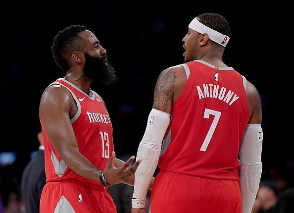 Anthony and Harden during Melo&#039;s brief spell in Houston