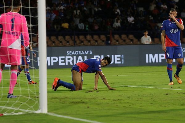 Rahul Bheke of Bengaluru FC after scoring an own goal against FC Pune City (Image: ISL)