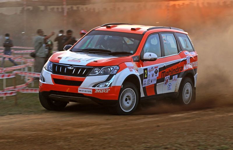 Gaurav Gill in action on Friday in the Coffee Day India Rally