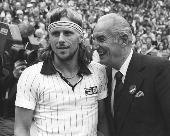 Bjorn Borg with Fred Perry after his Wimbledon triumph in 1979