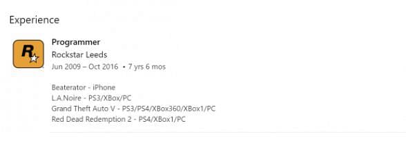 LinkedIn experience for... RDR2 PC?
