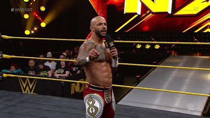 Just after speaking in the ring, Ricochet pulled off one of the greatest flips to the outside after interrupted by Velveteen Dream.