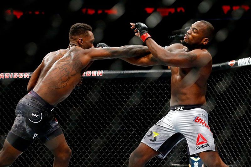 Israel Adesanya in his most recent fight against Derek Brunson at UFC 230!