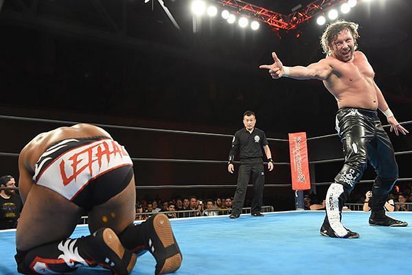 Kenny Omega takes aim at a fallen Jay Lethal.