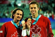 Sebastien Lareau and Daniel Nestor after winning the Gold Medal at the Sydney Olympics Games 2000