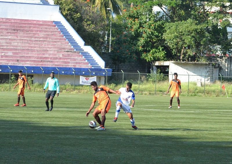 Sharukh of South United FC protects the ball