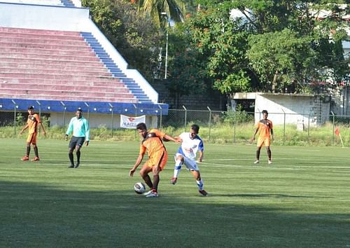 Sharukh of South United FC protects the ball