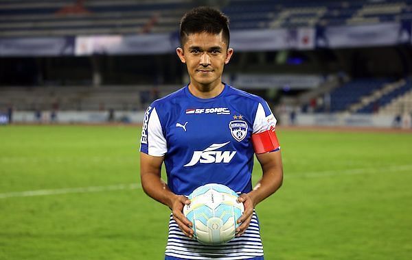 Sunil Chhetri (right) is the only player who has been with Bengaluru FC since the club&#039;s inception 