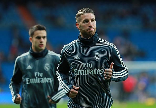 Real Madrid captain Sergio Ramos (right)