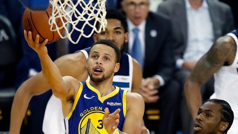 Curry&#039;s red-hot performance helped the Warriors roll past the T-Wolves. Credit: ABC